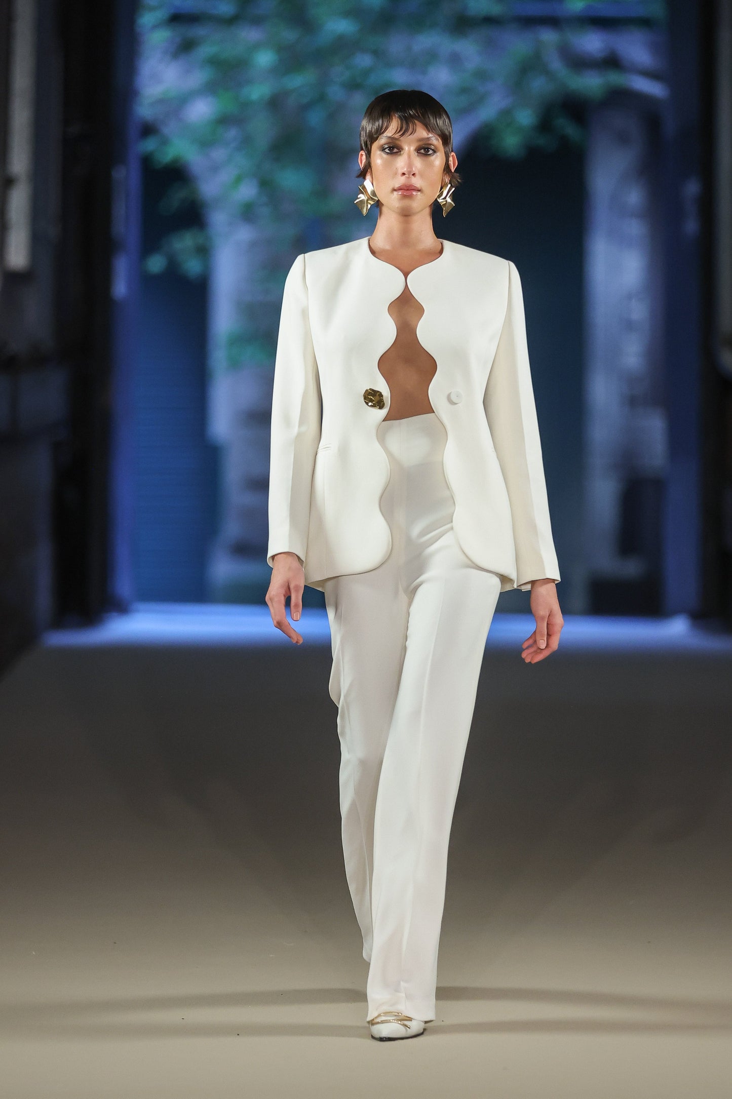 Carla Zampatti Crepe Wide Waisted Pant (Ivory)