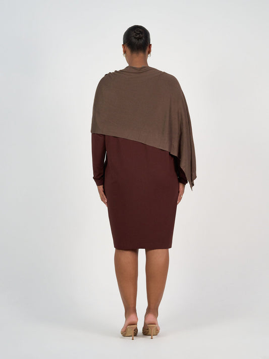 Lou Lou Carrie Cashmere & Bamboo Knit Poncho (Chocolate)