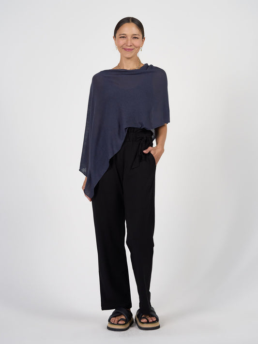 Lou Lou Carrie Cashmere & Bamboo Knit Poncho (Navy)