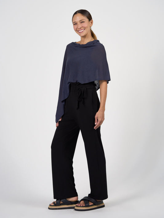 Lou Lou Carrie Cashmere & Bamboo Knit Poncho (Navy)