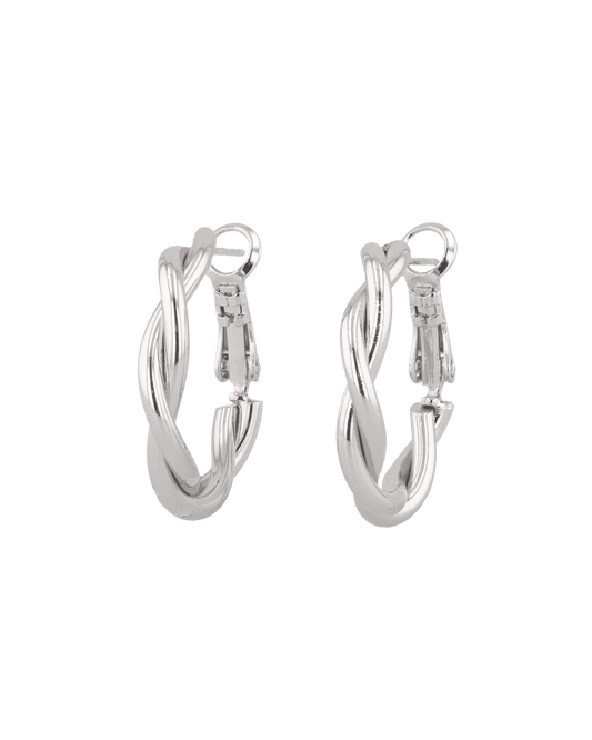 Image of Earrings. Product name - Cascade Silver Hoop Earrings in colour by brand - LAVANA