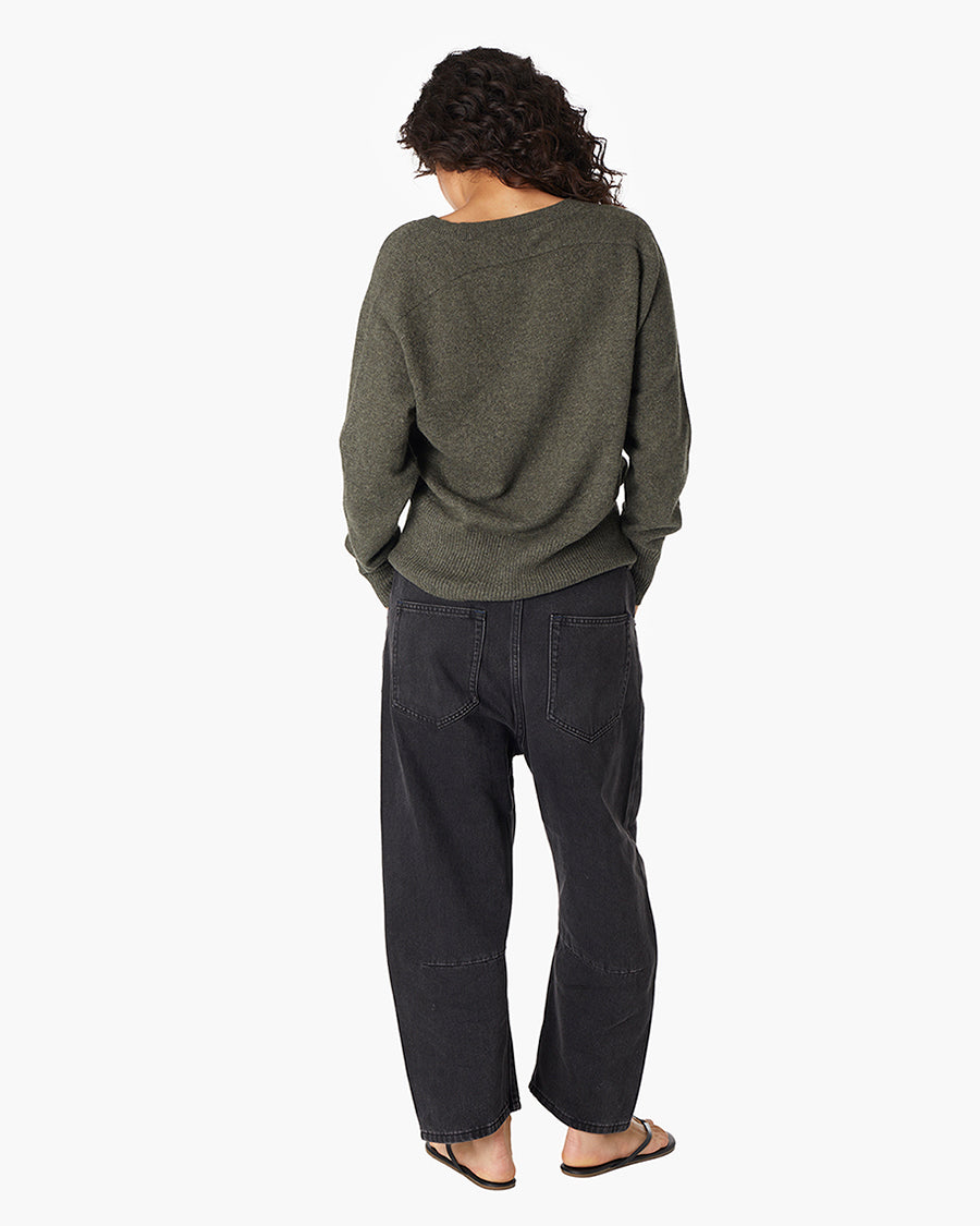 Cashmere V Neck Cardigan (Moss)