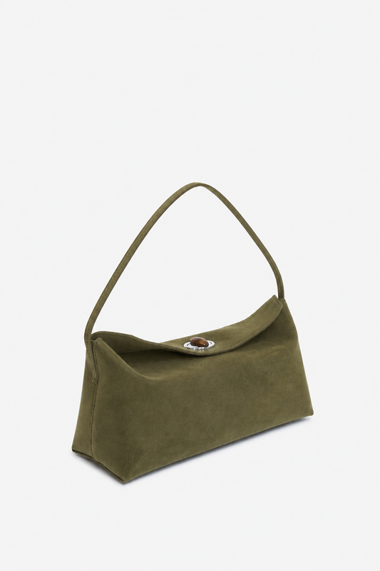 CHRISTOPHER ESBER Doba Quartz Turnlock Suede Shoulder Bag (Kombu)
