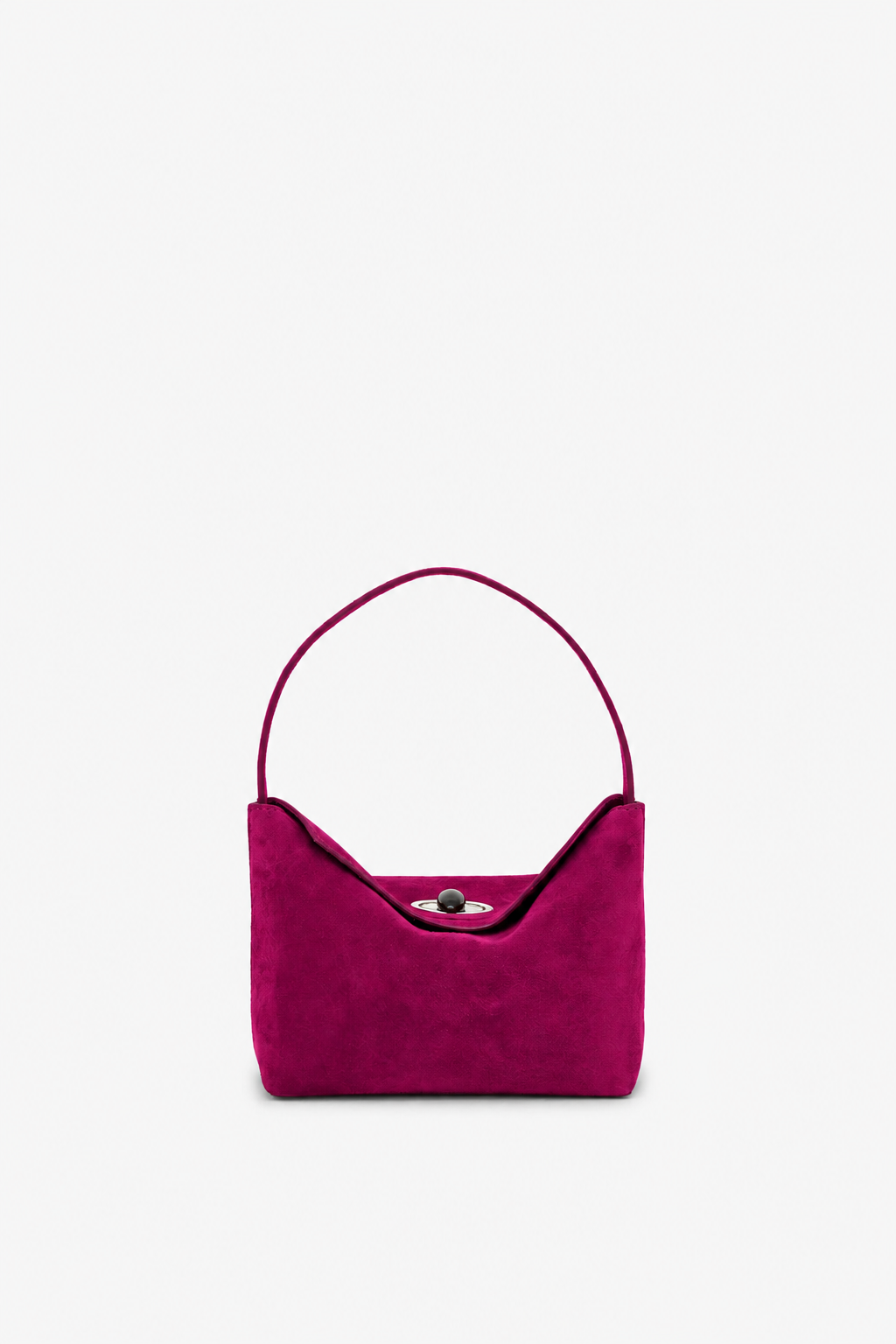 Image of Bags. Product name - Turnlock Suede Mini Bag in Fuchsia colour by brand - CHRISTOPHER ESBER