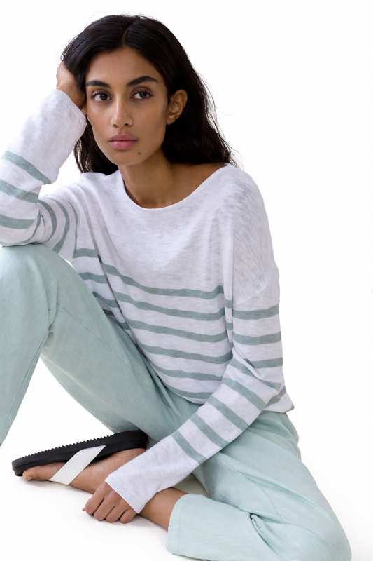 Bobbie Top - (White/Duck Egg)