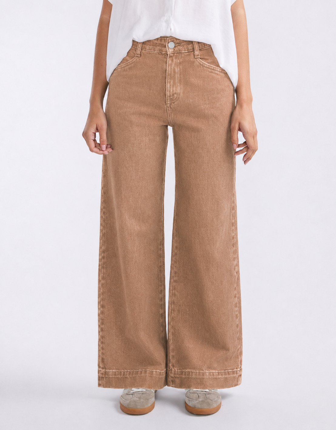 Image of Jeans. Product name - Ellery Stretch Straight Leg Jeans Warm Beige in Warm Beige colour by brand - Country Denim