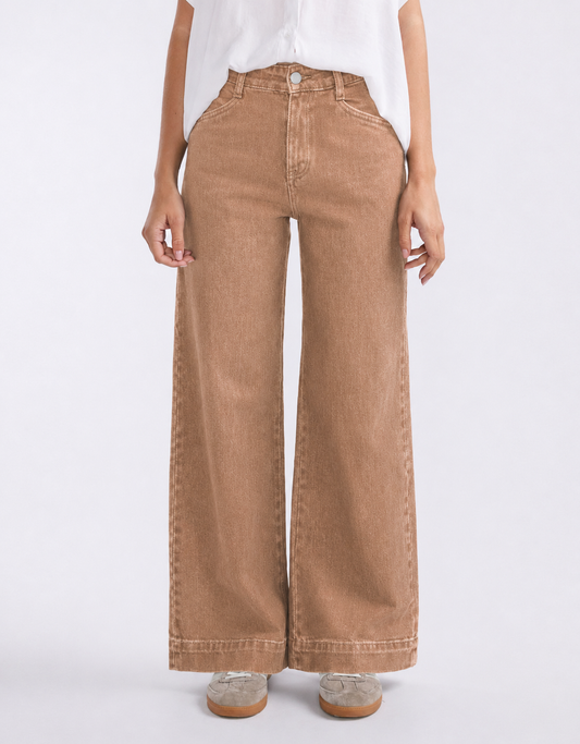 Image of Jeans. Product name - Ellery Stretch Straight Leg Jeans Warm Beige in Warm Beige colour by brand - Country Denim
