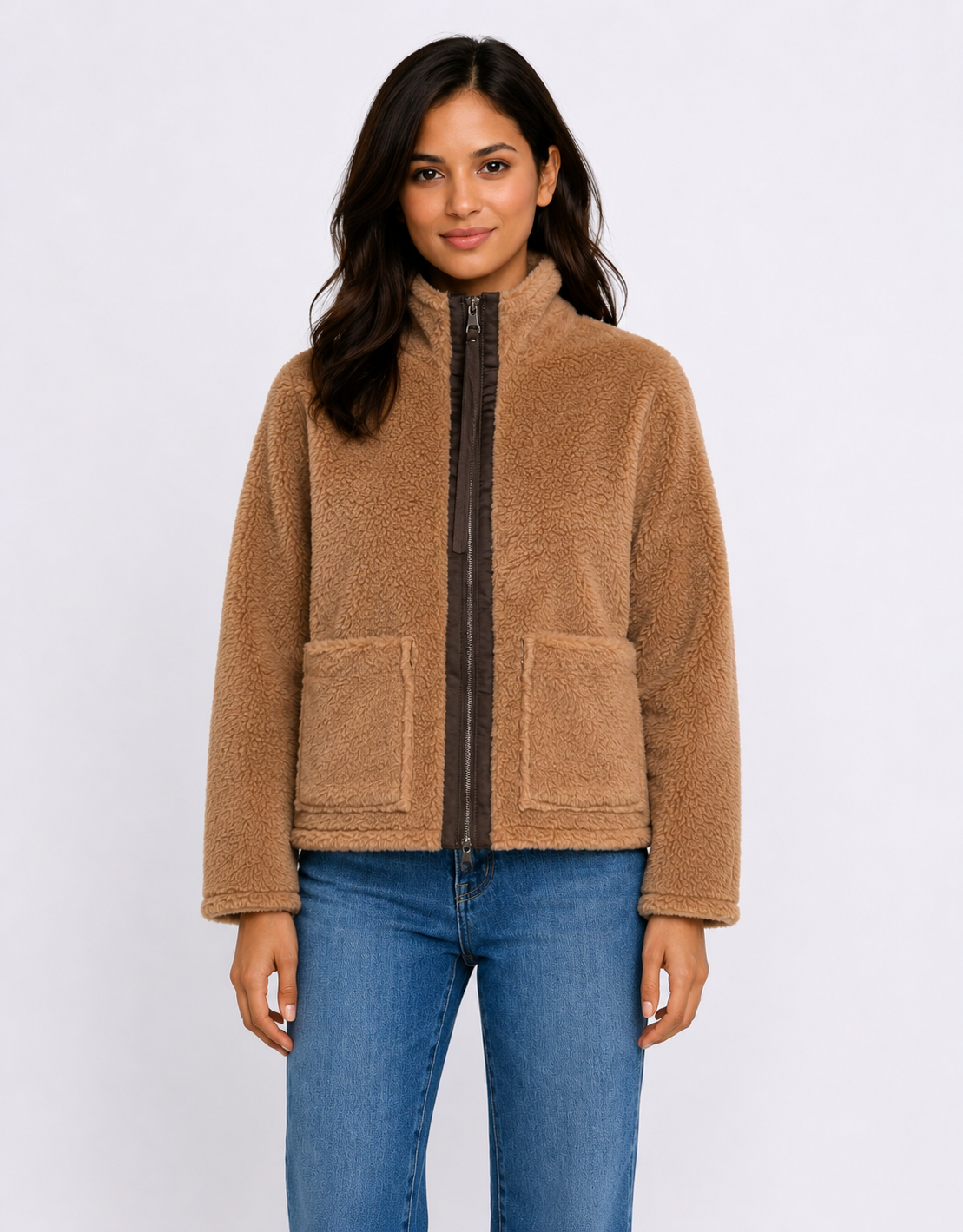 132 Fashion Layla Teddy Fleece Jacket (Tan)