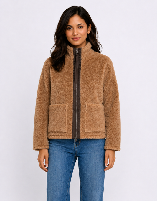 132 Fashion Layla Teddy Fleece Jacket (Tan)