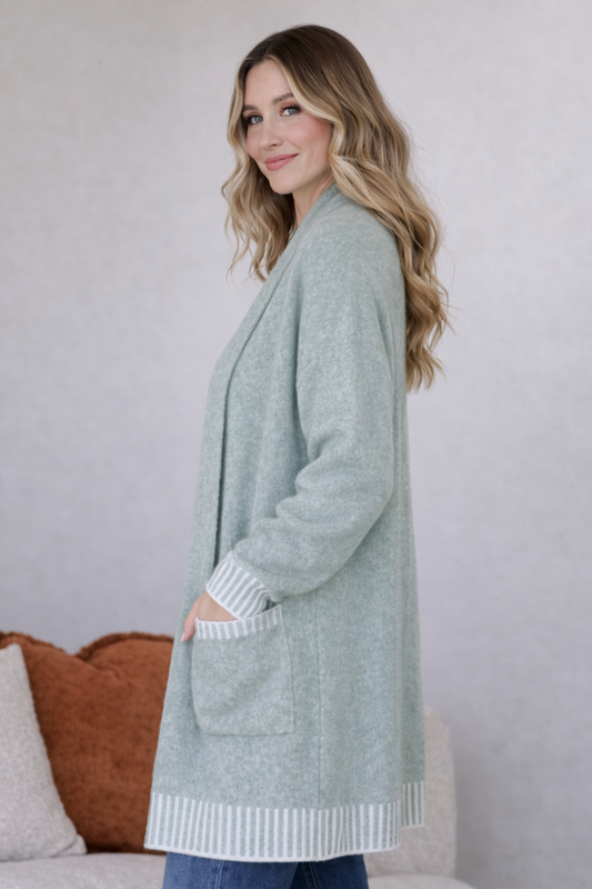Vera Blanket Stitch Coatigan - (Sage)
