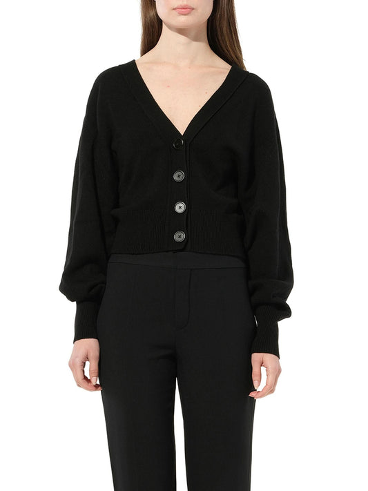 Image of a model wearing Outerwear. Productname: CHLOE Cardigan in Black colour by brand - CHLOE