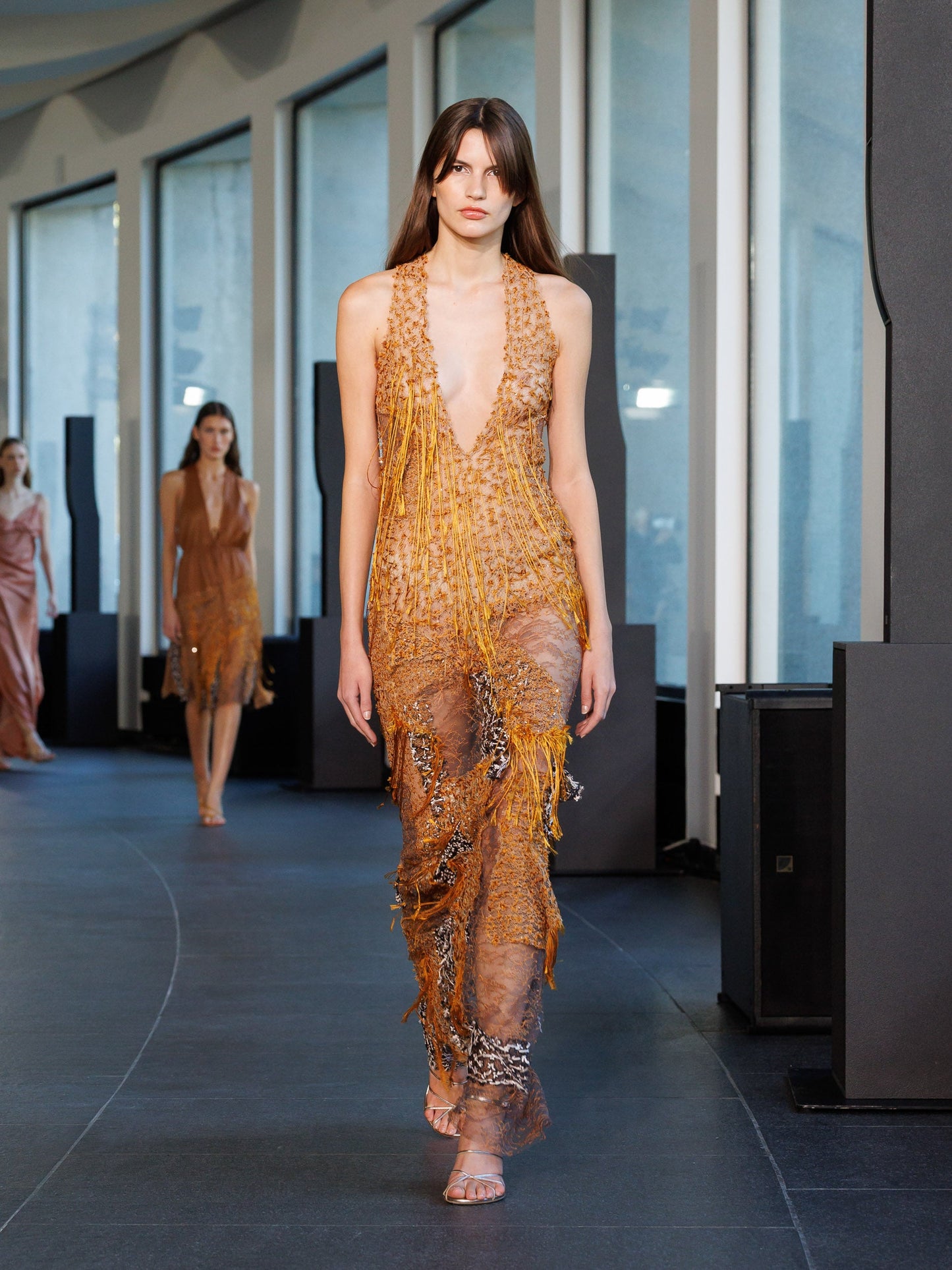 Image of Dresses. Productname: Patchworked Hollow Lace Dress in Dress colour by brand - Christopher Esber