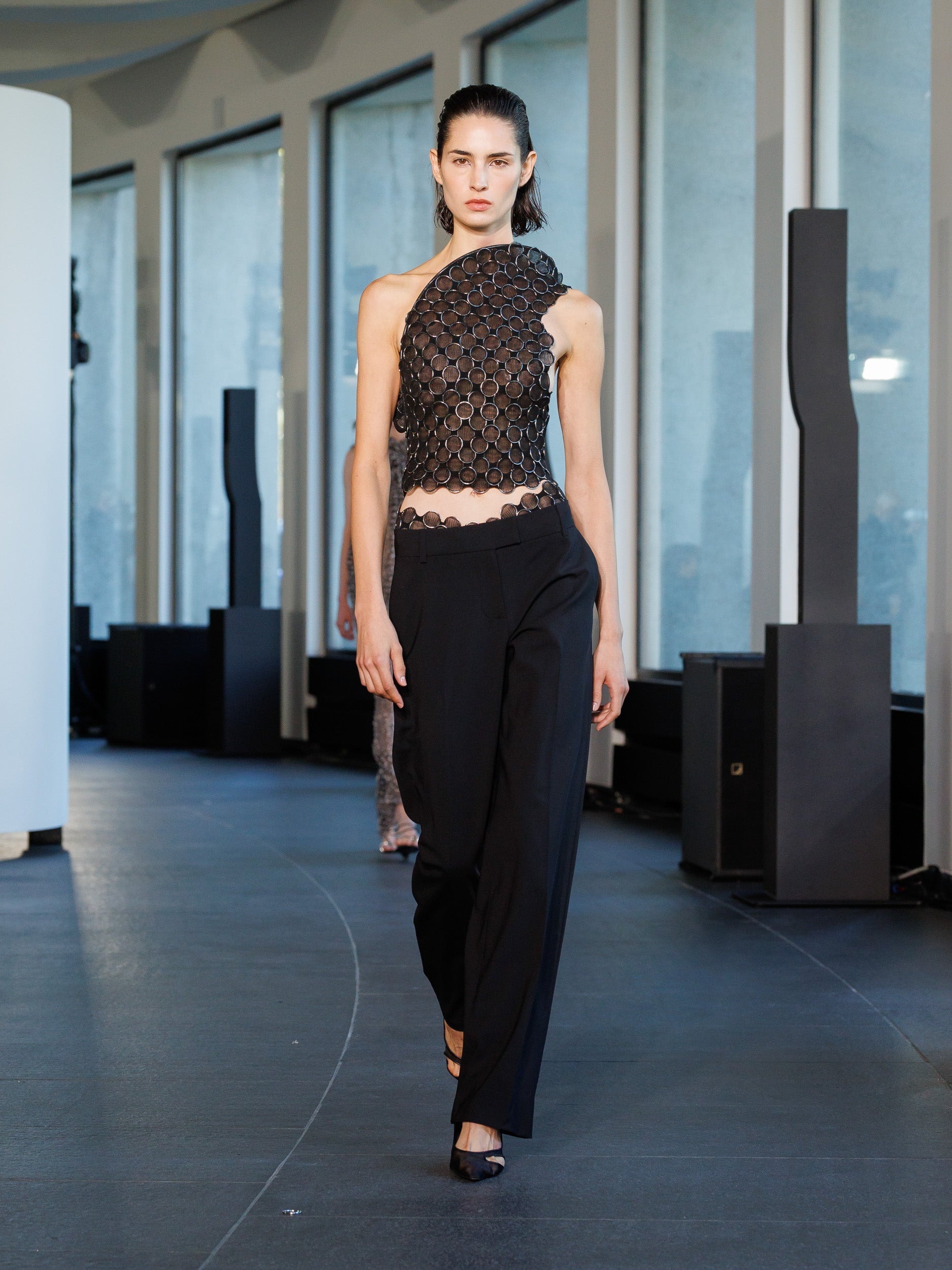 Image of a model wearing Tops. Productname: Ring Knit Top in Top colour by brand - Christopher Esber