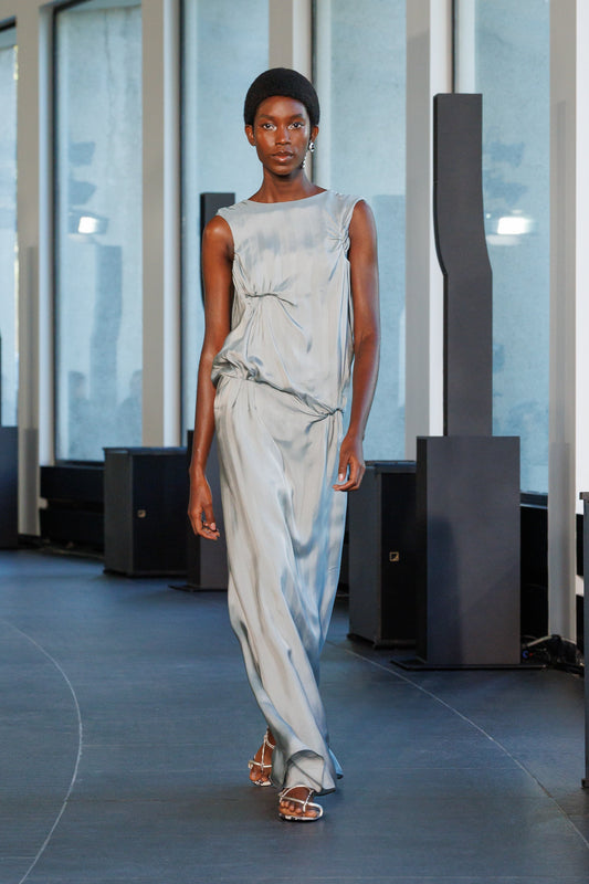 Image of Dresses. Product name - Kacere Bikini Tuck Column Tank Dress in Slate colour by brand - CHRISTOPHER ESBER