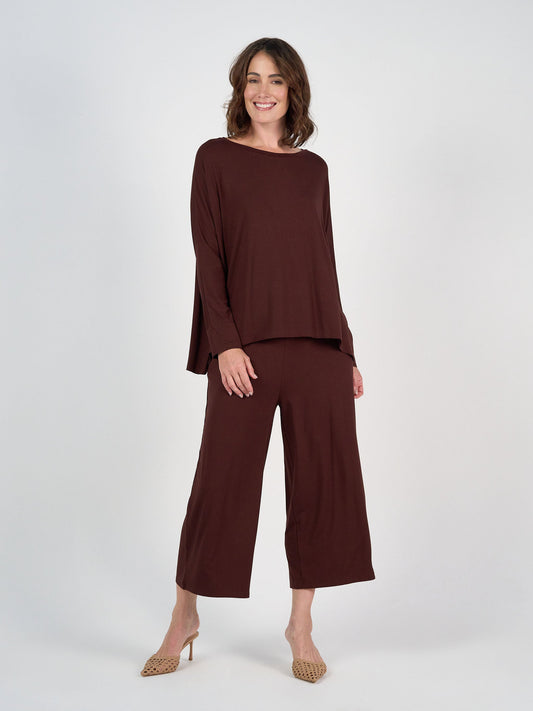 Lou Lou Ciara 7/8 Length Bamboo Culotte Pant (Burgundy)