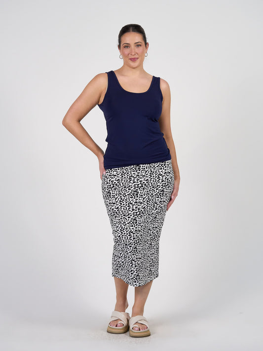 Lou Lou Cindy Sleeveless Bamboo Tank Singlet (Navy)
