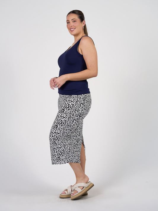 Lou Lou Maxi Bamboo Whitney Tube Skirt (Black Leopard)