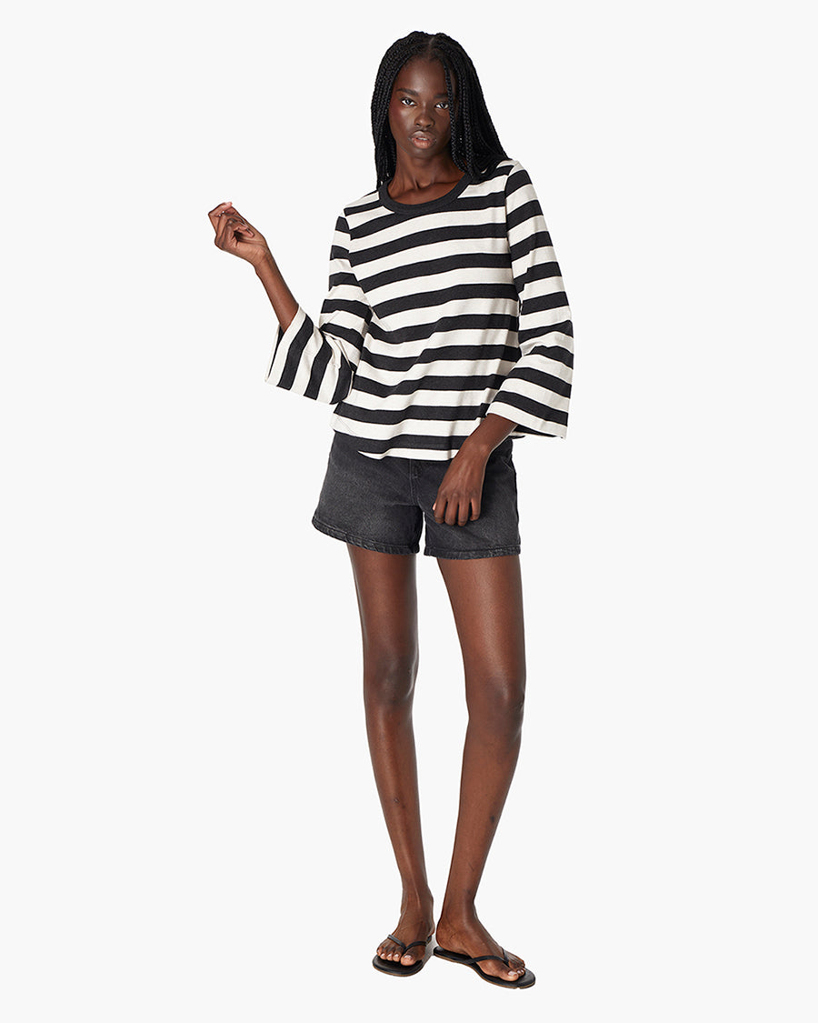 Classic Striped 3/4 Tee (Black/White)