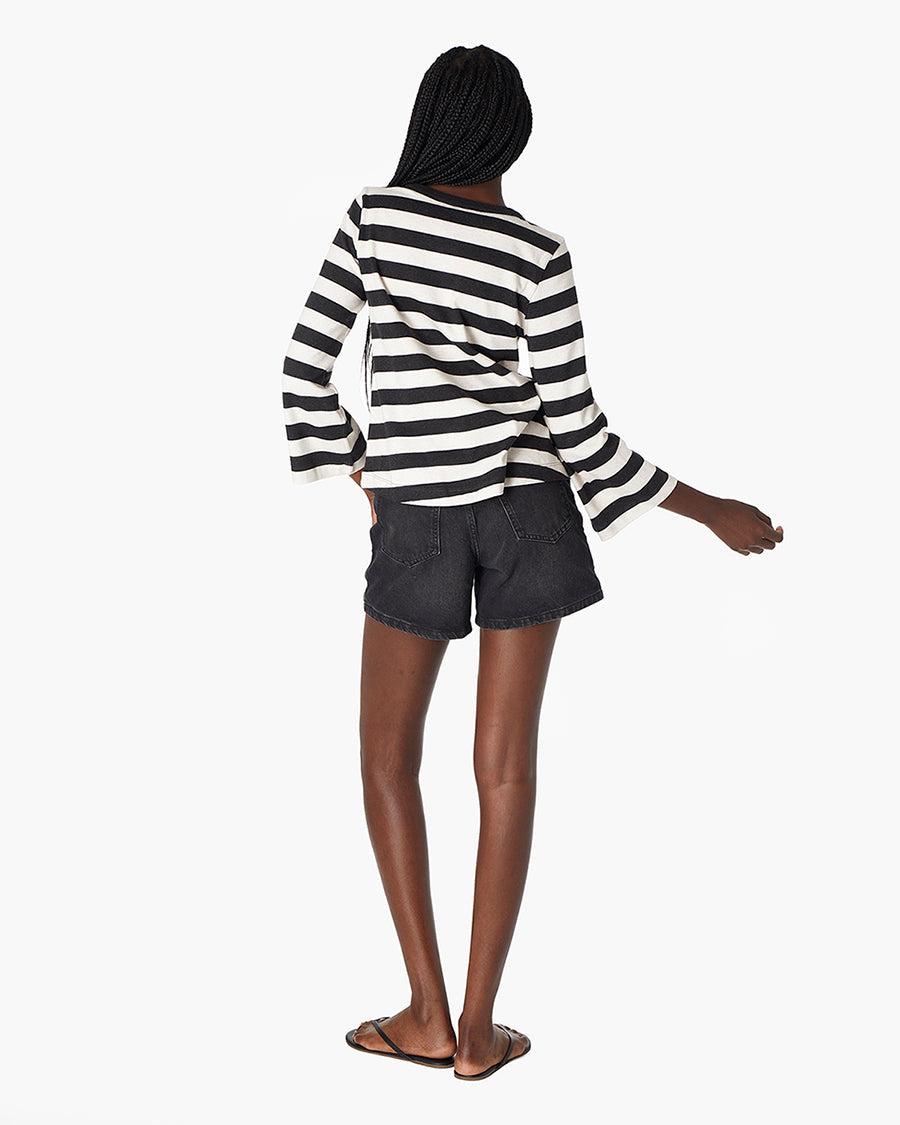 Classic Striped 3/4 Tee (Black/White)