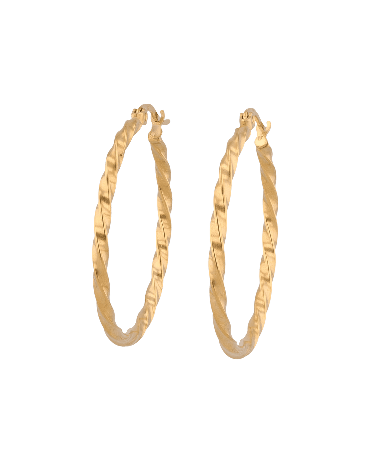 Image of Earrings. Product name - Cleo Textured Gold Hoop Earrings in colour by brand - LAVANA