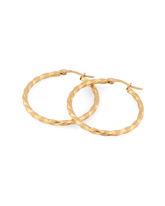 LAVANA Cleo Textured Gold Hoop Earrings
