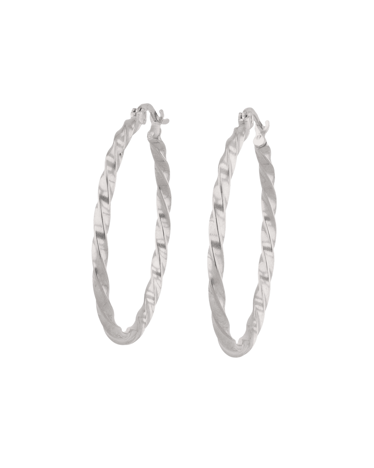 Image of Earrings. Product name - Cleo Textured Silver Hoop Earrings in colour by brand - LAVANA