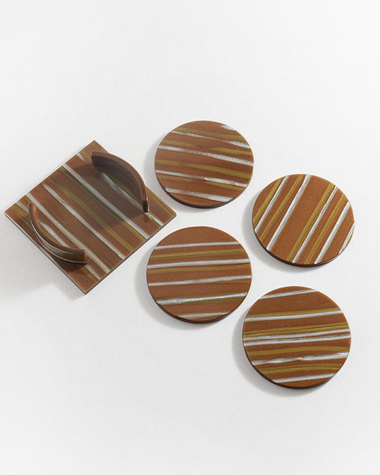 Aeyre Coaster Set Brown Stripe