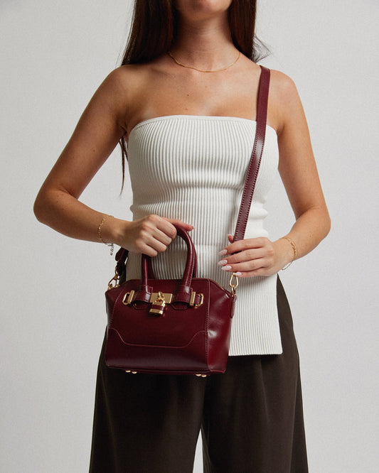 Image of Tote Bags. Productname: Colette Berry Frankie Lock Tote Bag in Berry colour by brand - Colette