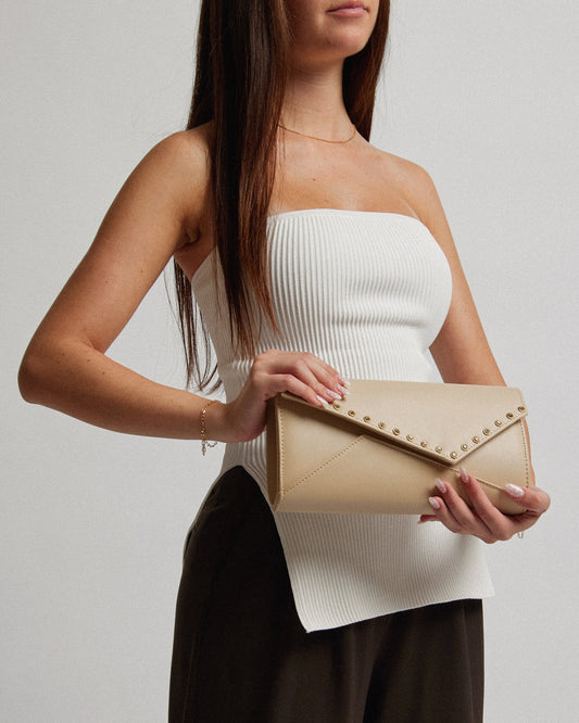 Image of Clutch Bags. Productname: Colette Natural Maribel Clutch Bag in Natural colour by brand - Colette