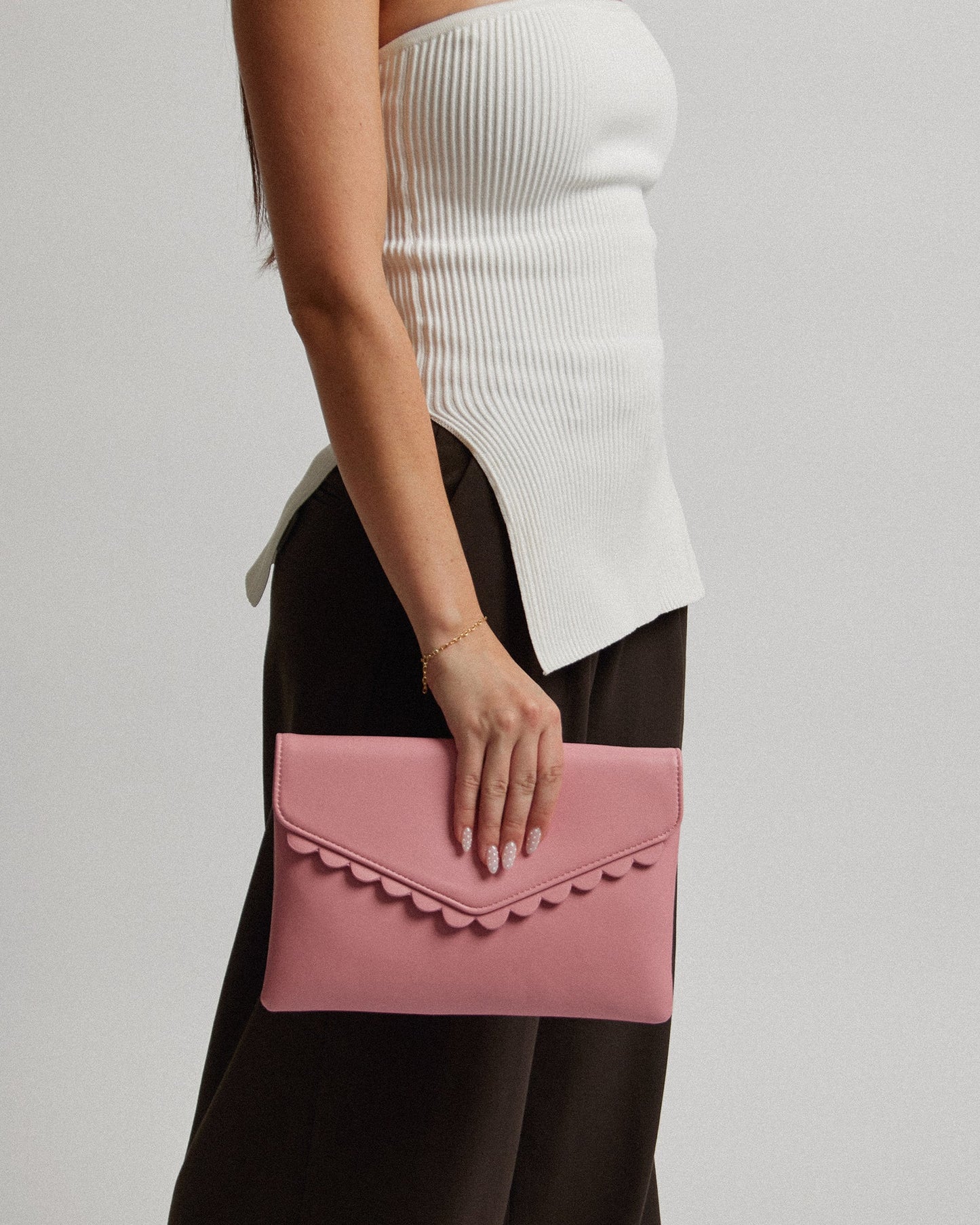 Image of Clutch Bags. Productname: Colette Pink Jordana Scallop Clutch Bag in Pink colour by brand - Colette