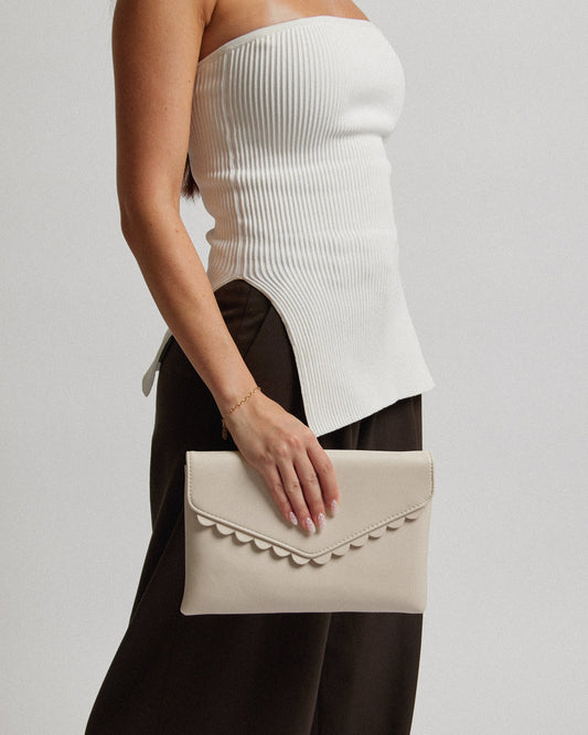 Image of Clutch Bags. Productname: Colette Nude Jordana Scallop Clutch Bag in Nude colour by brand - Colette