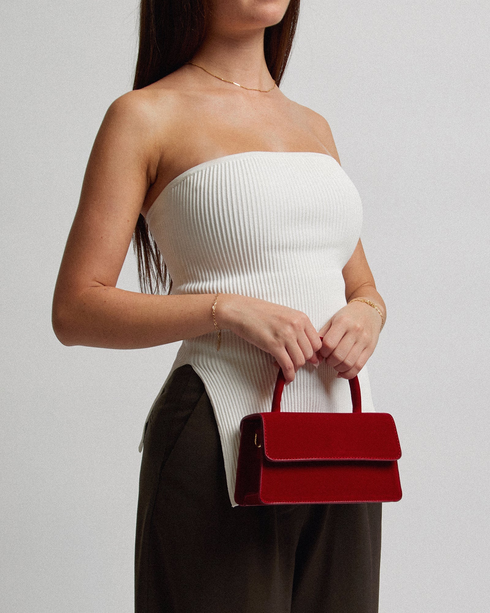 Image of Clutch Bags. Product name - Red Luna Flap Top Handle Bag in Red colour by brand - Colette by Colette Hayman