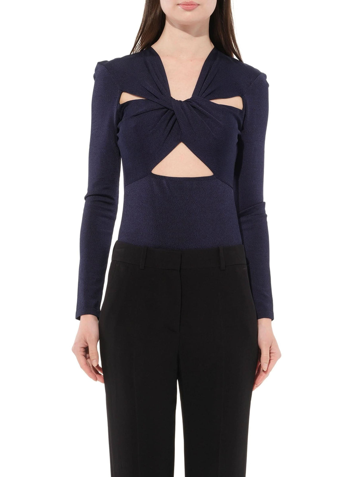 Image of a model wearing Tops. Productname: GIVENCHY Long Sleeve Shirt in Blue colour by brand - GIVENCHY