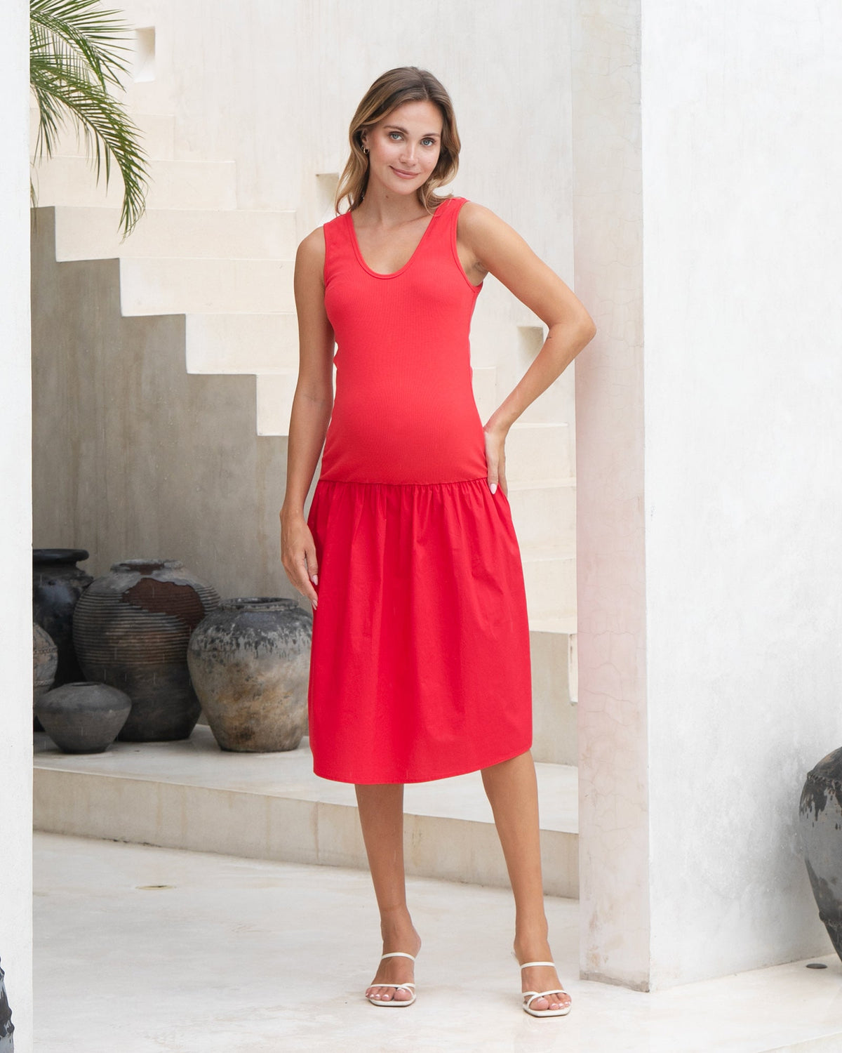 Image of Dresses. Product name - Contrast Midi Dress in colour by brand - Soon Maternity