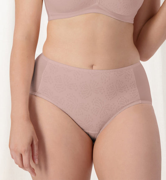 Image of Briefs. Productname: Triumph Lacy Minimiser Maxi in Chocolate Mousse colour by brand - Triumph