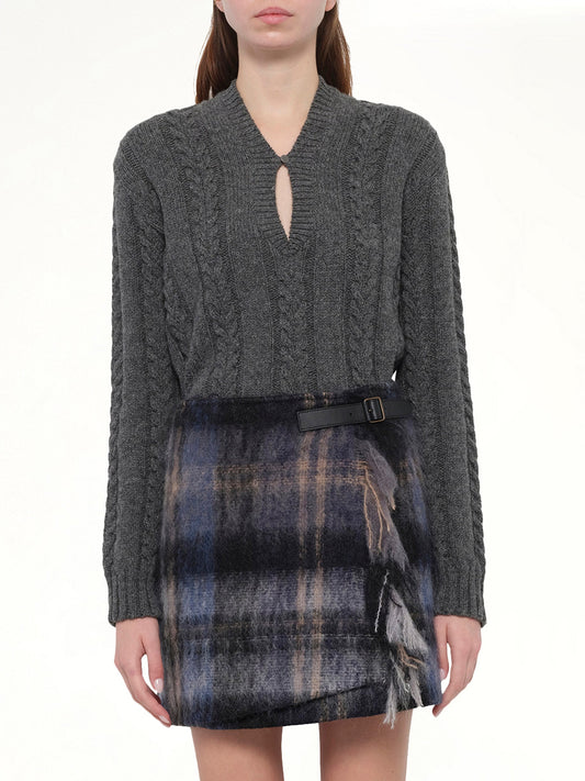 Image of a model wearing Skirts. Productname: LOEWE Mohair Skirt in Blue/Multicolor colour by brand - LOEWE