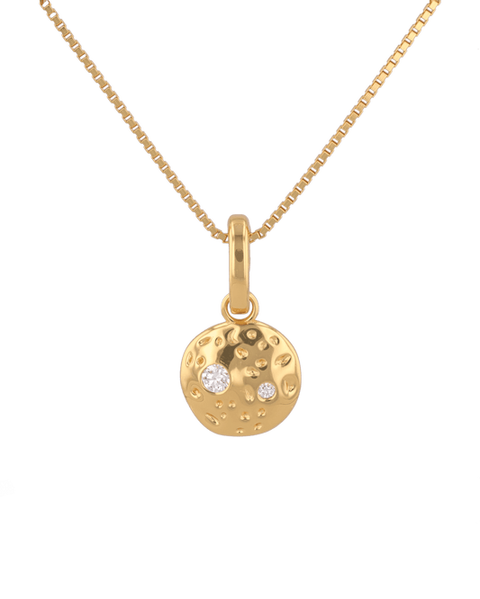 Image of Charms. Product name - Cosmo Gold Diamond Disc Pendant in colour by brand - LAVANA