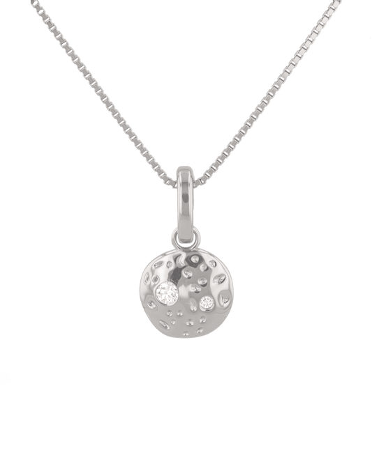 Image of Charms. Product name - Cosmo Silver Diamond Disc Pendant in colour by brand - LAVANA