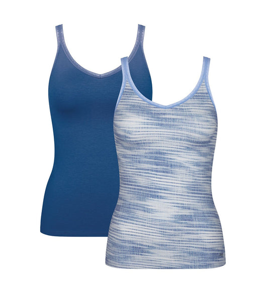 Image of Bras. Productname: Triumph Sloggi Go Top 2 Pack in Blue Dark Combination colour by brand - Triumph