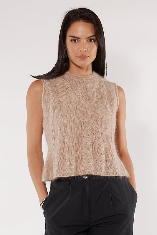 Image of Coats & Jackets. Productname: Cowgirl Surfer Braided Vest Oat in Oat colour by brand - Cowgirl Surfer