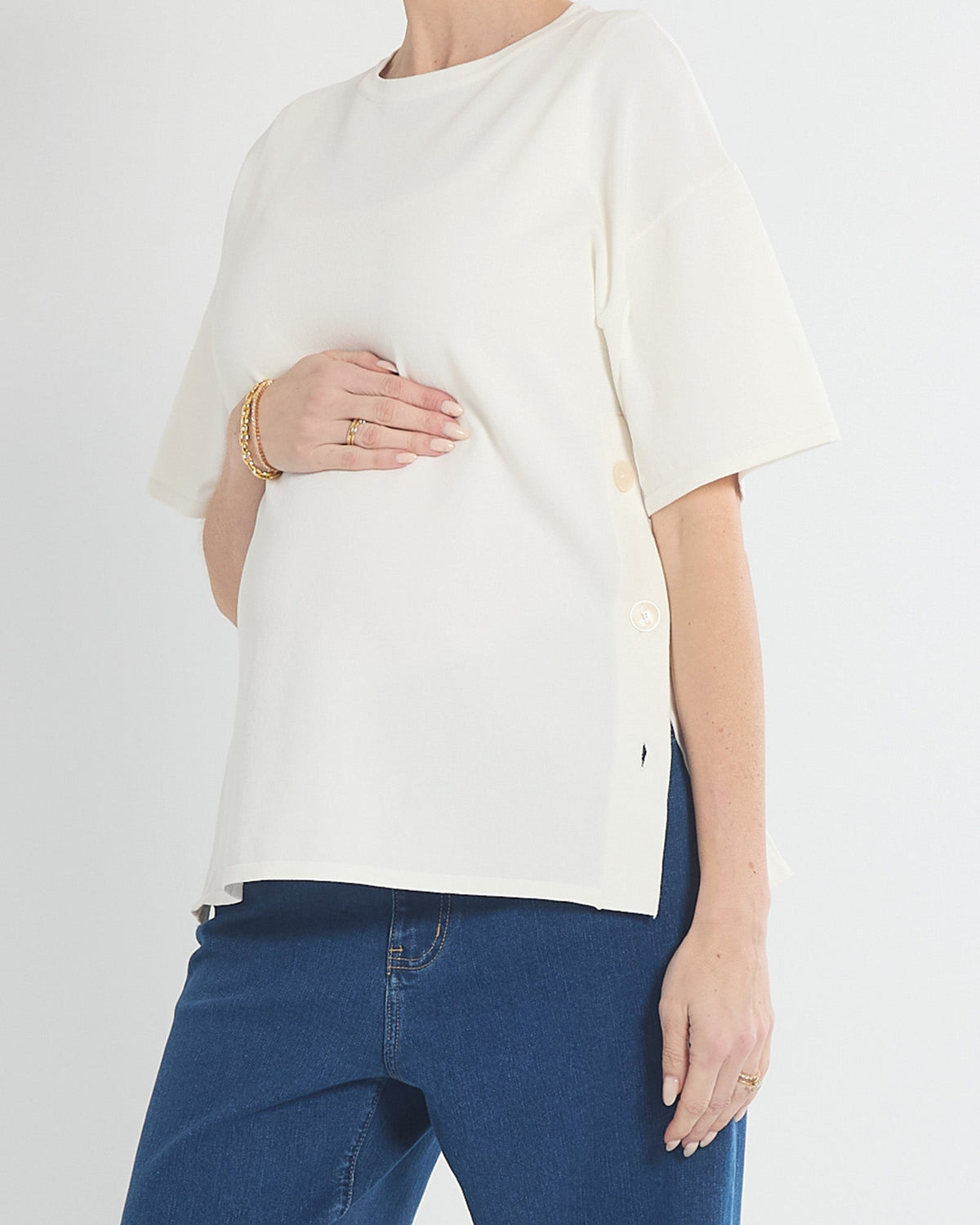 Soon Maternity Crepe Knit Button Feeding Top