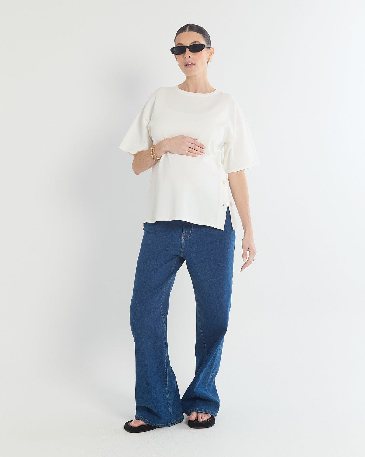 Soon Maternity Crepe Knit Button Feeding Top