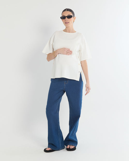 Soon Maternity Crepe Knit Button Feeding Top