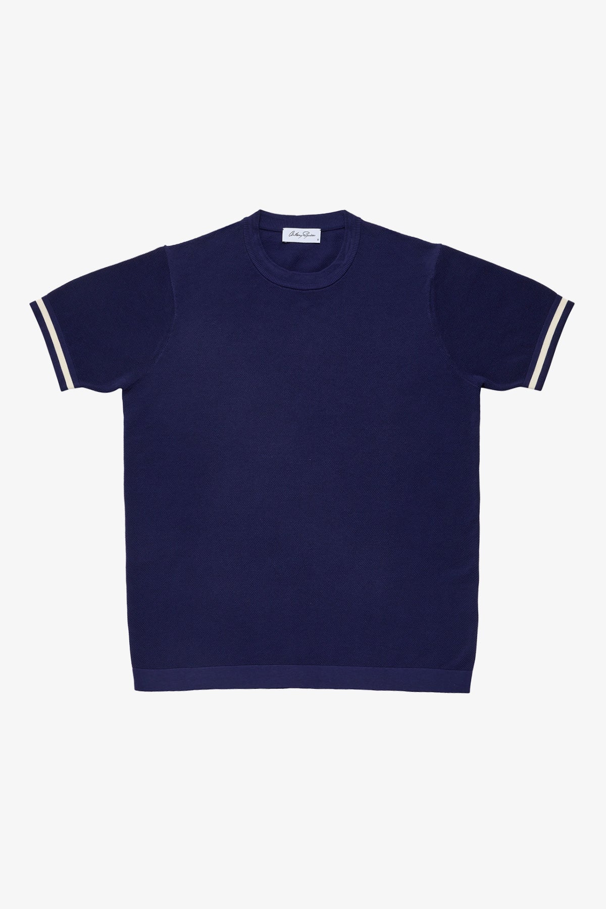 Anthony Squires Knitted crew neck tee - supima cotton (Blue)