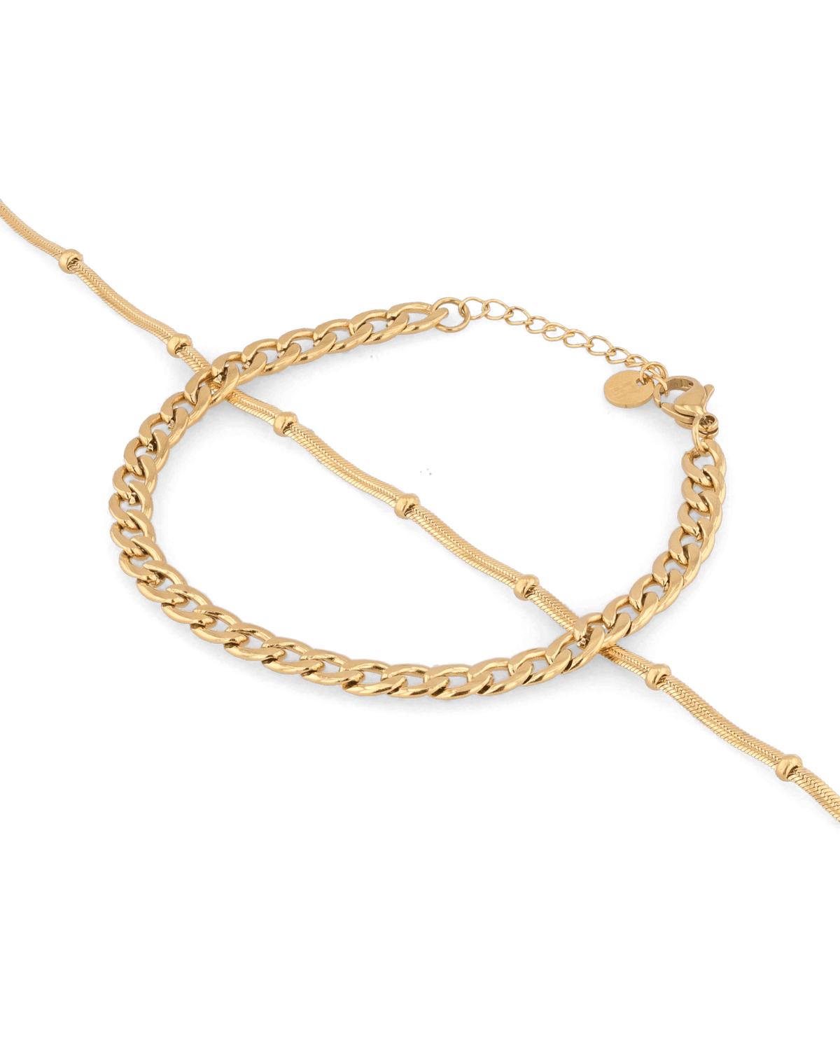Image of Bracelets. Product name - Cuban Duet Gold Bracelet Set in colour by brand - LAVANA