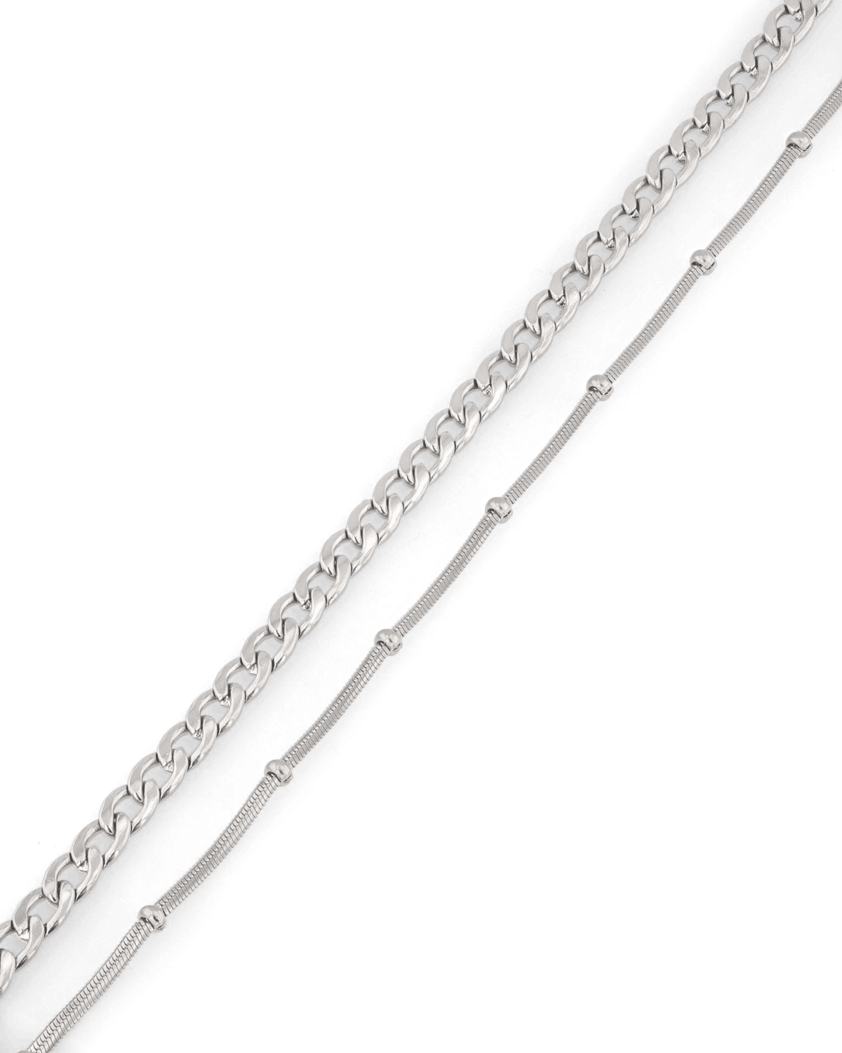 LAVANA Cuban Duet Silver Bracelet Set