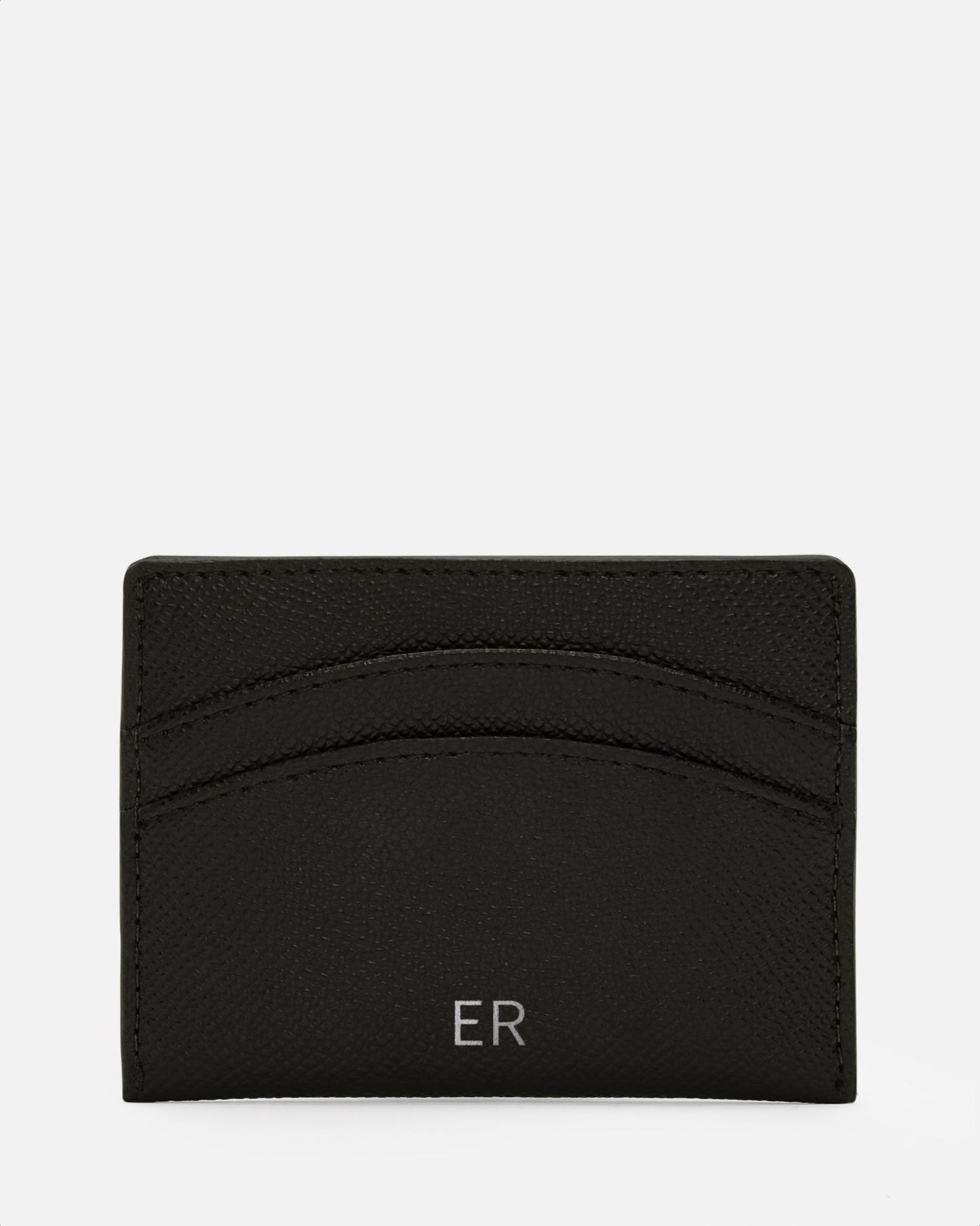Image of Bags. Product name - Essentials Double Card Holder Recycled Saffiano Black in Black colour by brand - The Daily Edited