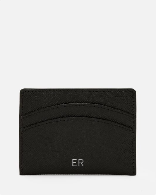 Image of Bags. Product name - Essentials Double Card Holder Recycled Saffiano Black in Black colour by brand - The Daily Edited