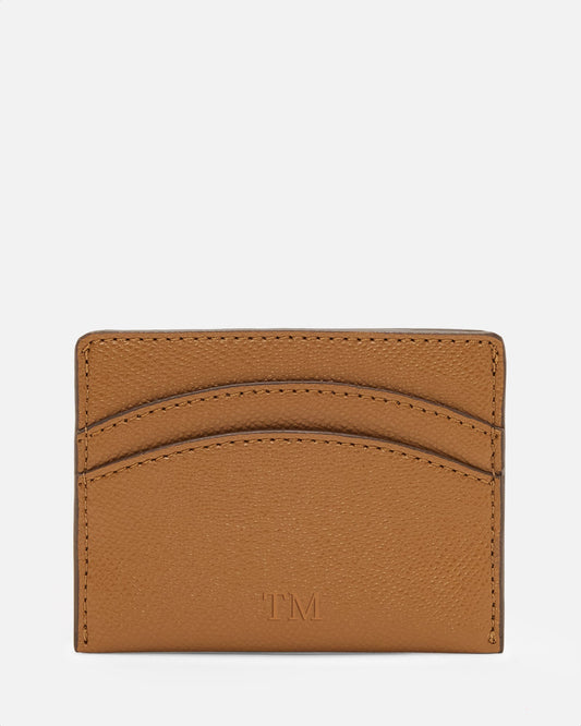 Image of Wallets & Money Clips. Product name - Essentials Double Cardholder Recycled Saffiano Rich Tan in Tan colour by brand - GROUP48