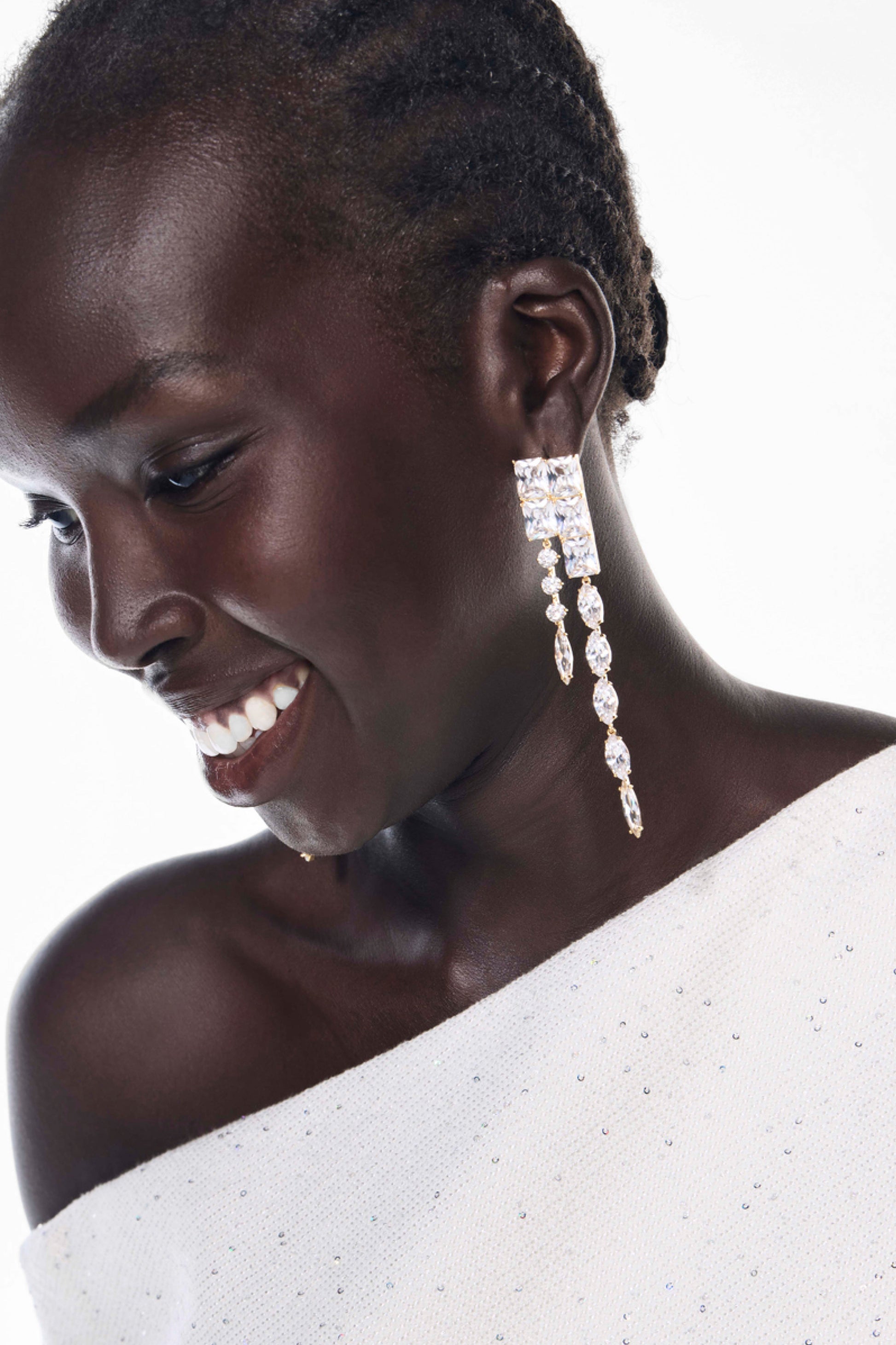 Image of Earrings. Productname: Diamante Earrings in GOLD colour by brand - Manning Cartell